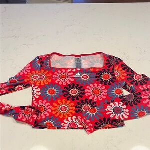 Adidas / FARM Rio COLLAB Multicolor Swirl Long Sleeve CROPPED Top